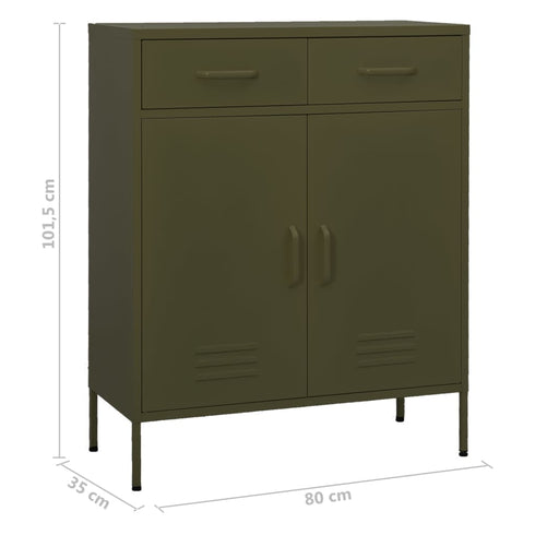 Lady Jillian -  Storage Cabinet Olive Green 80x35x101,5 cm Steel - Model 2